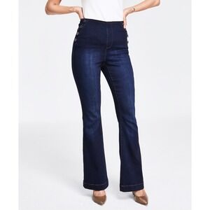 INC‎ International Concepts Jeans Womens Petite 6P Core Flare High Rise Buttons